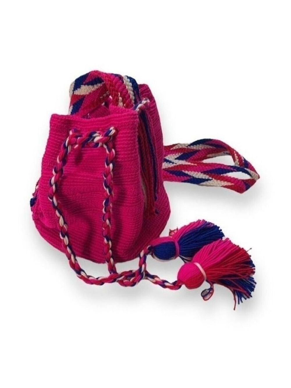 Wayuu Mochila Bag - Handmade in Columbia, Pink, Red, Blue & White. Never Used!